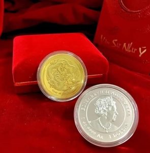 cặp xu vàng bạc tết 2024